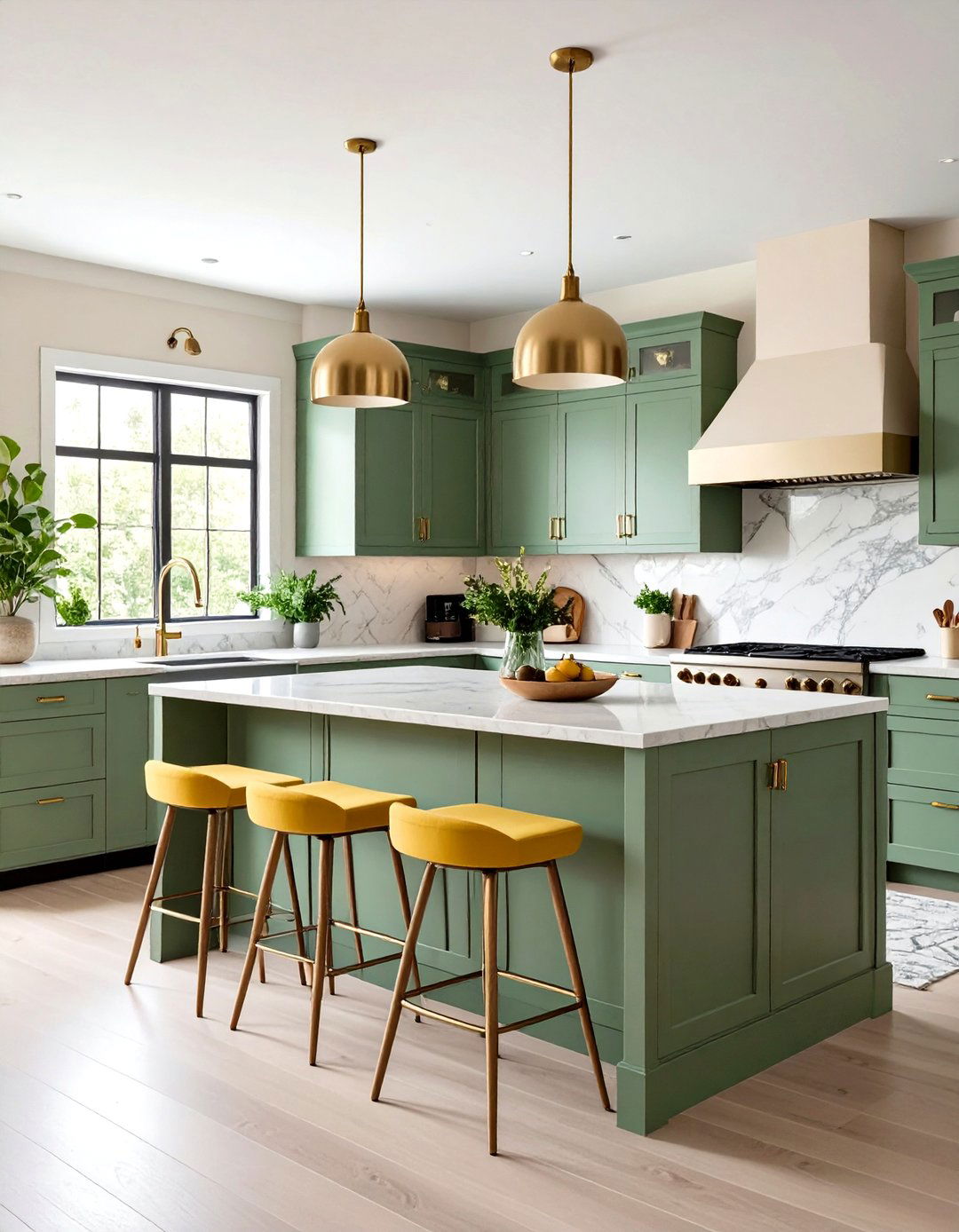 Soft Sage and Lemon Accents Kitchen - 20 Green and Yellow Kitchen Ideas