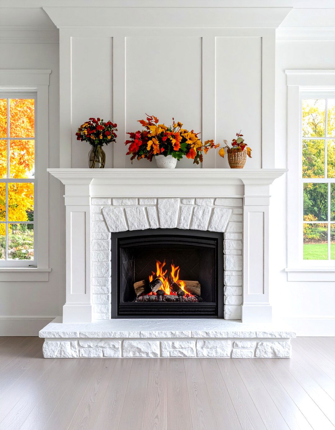 Soft Whitewashed Stone Fireplace - 20 Fireplace Paint Ideas