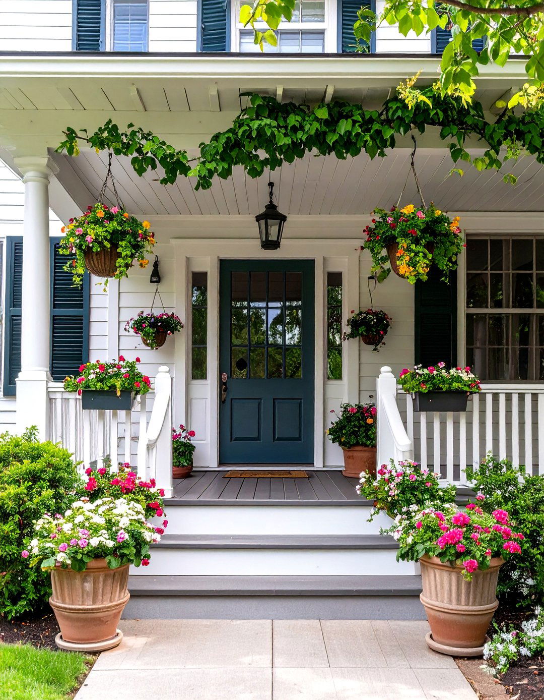 Soften Edges with Greenery - 20 Small Front Porch Ideas