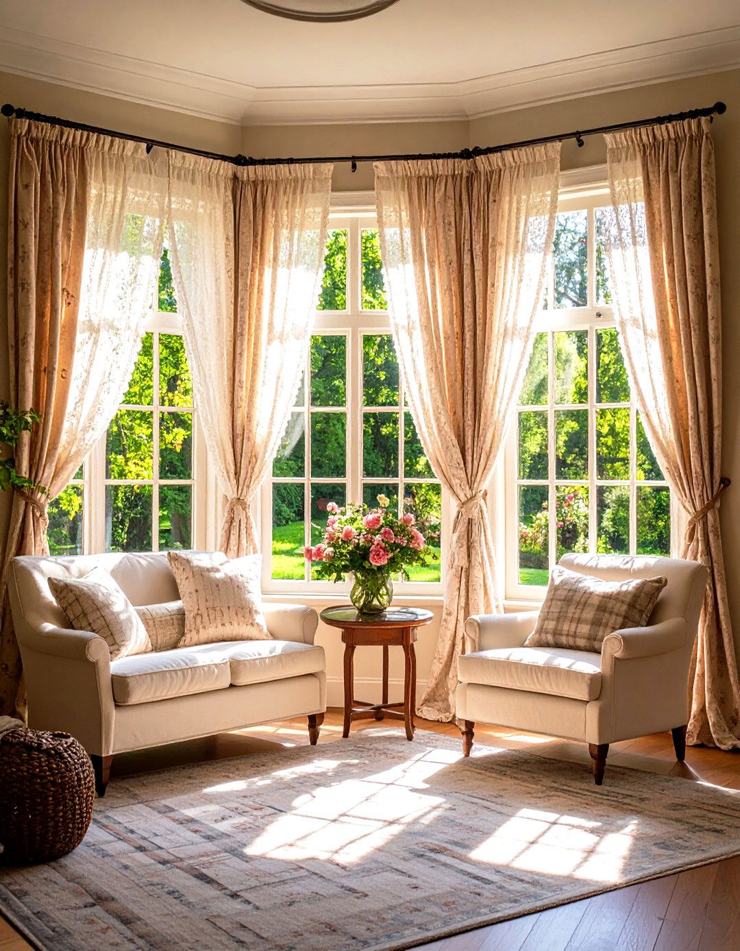 Soften Light with Lace or Gingham Curtains - 20 French Country Living Room Ideas