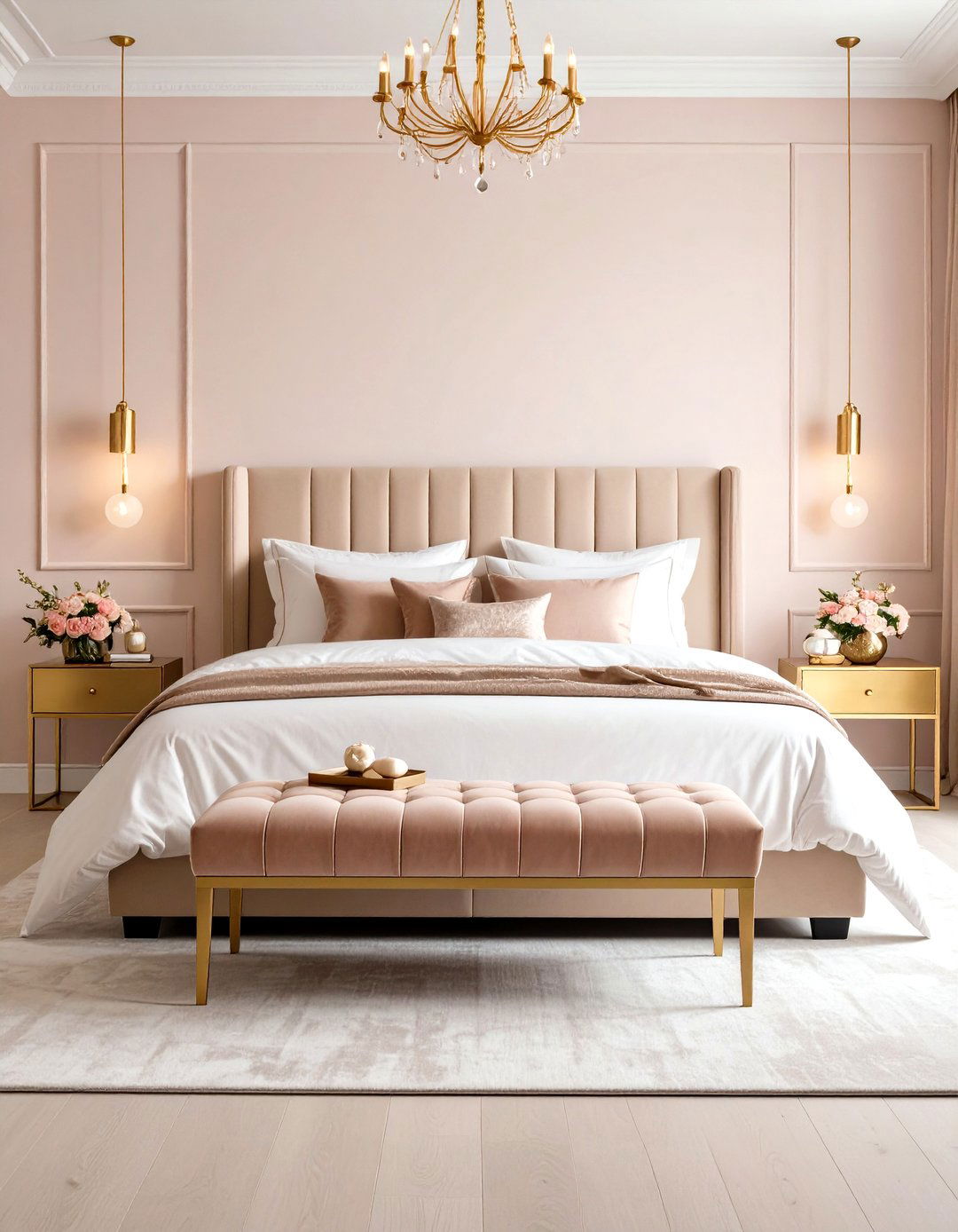 Soften with a Blush and Gold Color Scheme - 20 Glam Bedroom Ideas