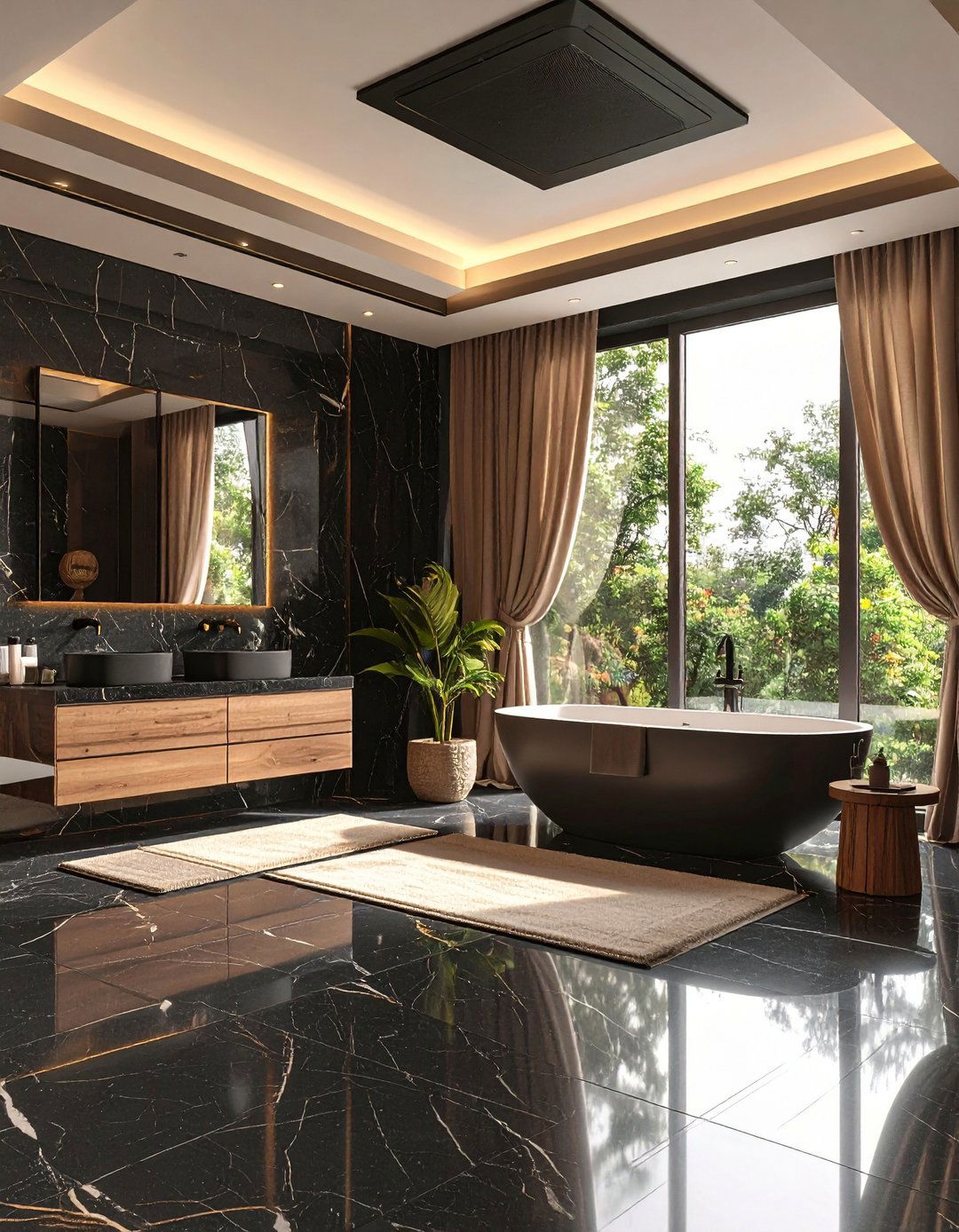 Softening Acoustics in Stone Clad Spaces - 20 Black Marble Bathrooms