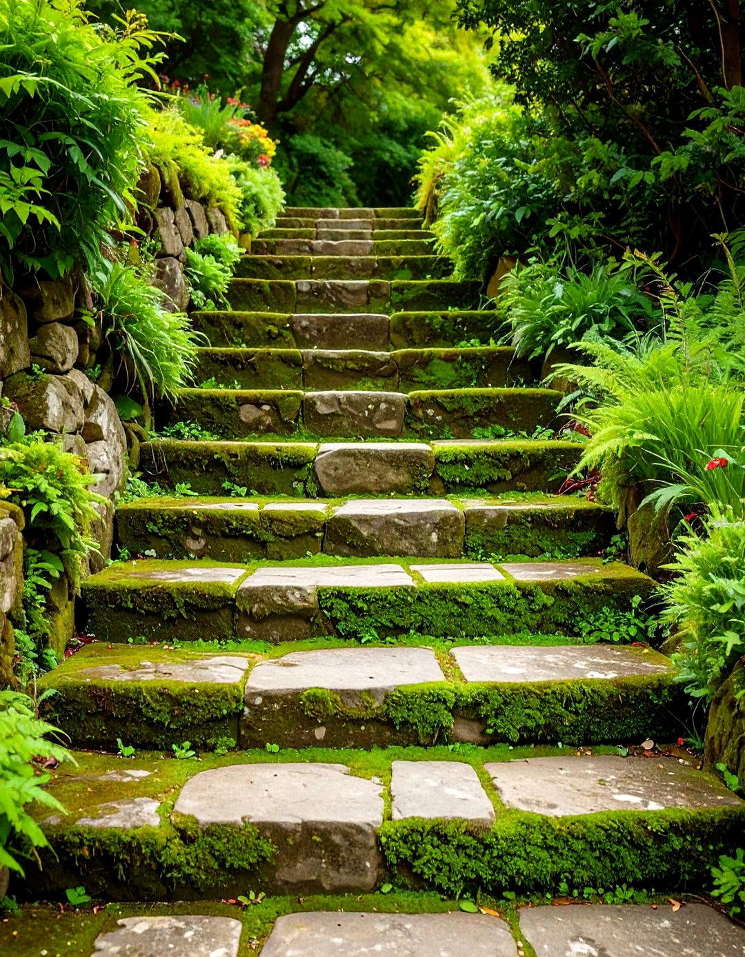 Softening Steps with Living Green Joints - 20 Flagstone Steps