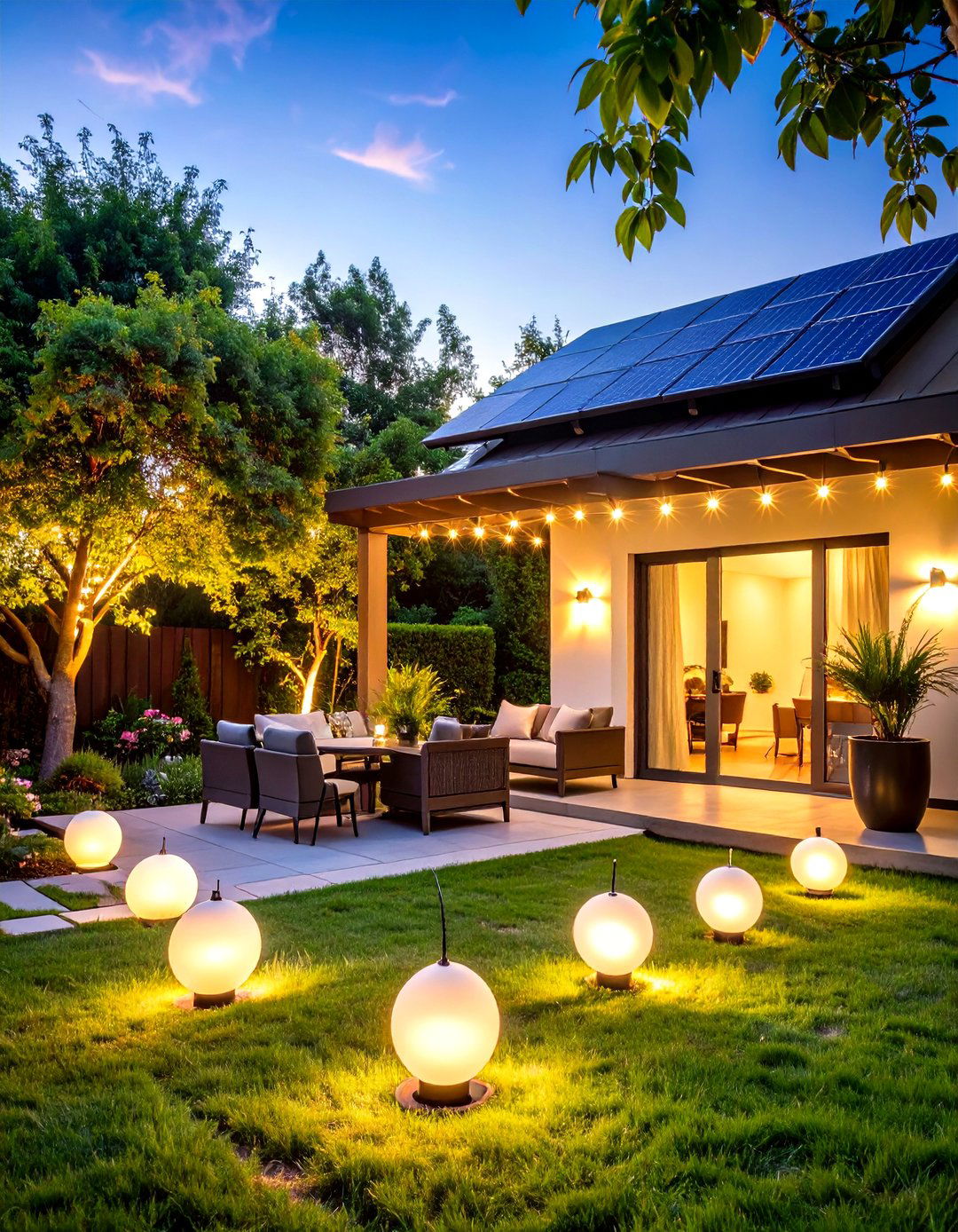 Solar Globe Patio String Light Eco Friendly Setup - 20 Patio String Light Ideas