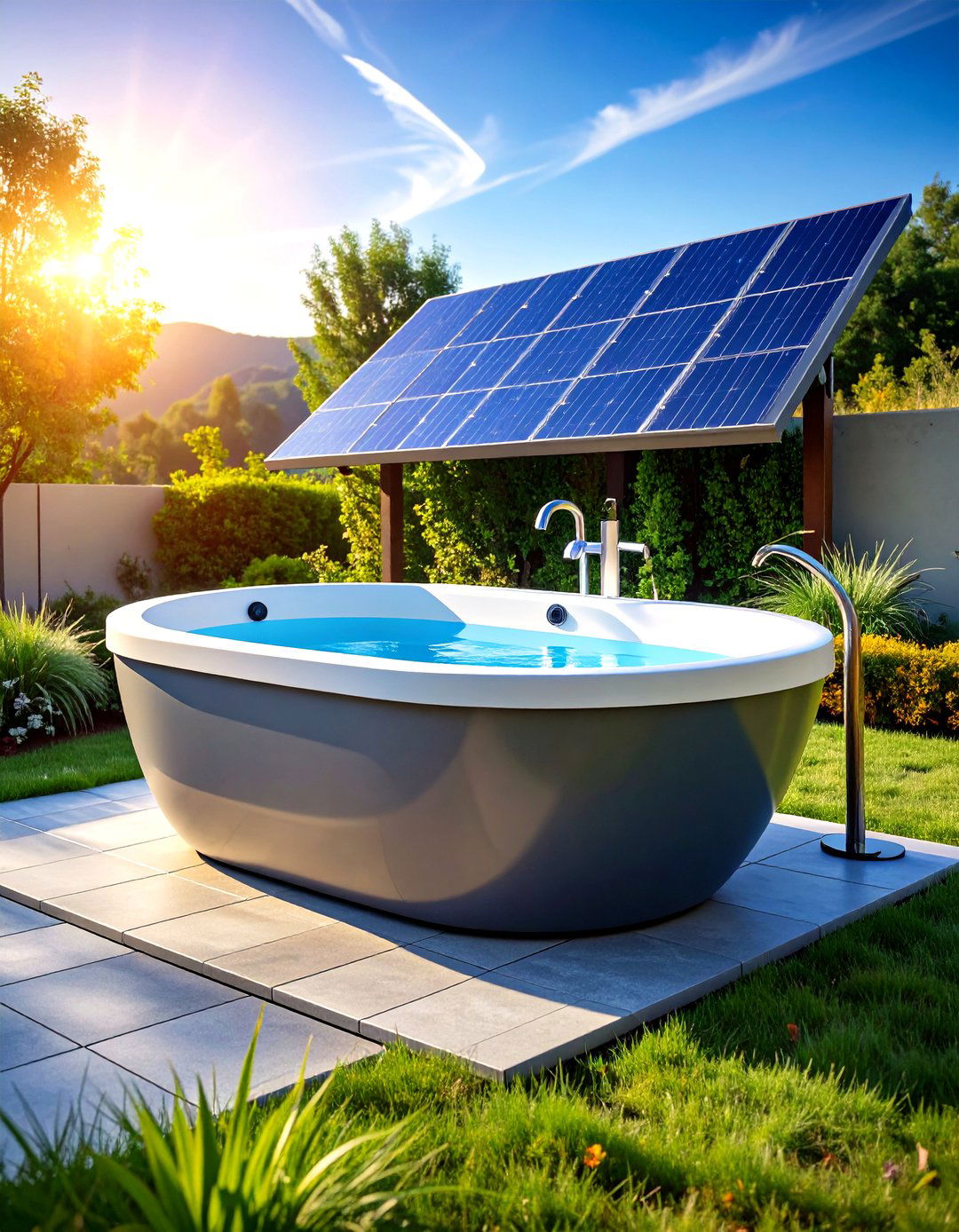 Solar Heated Outdoor Bathtub for Sustainable Luxury - 20 Outdoor Bathtub Ideas