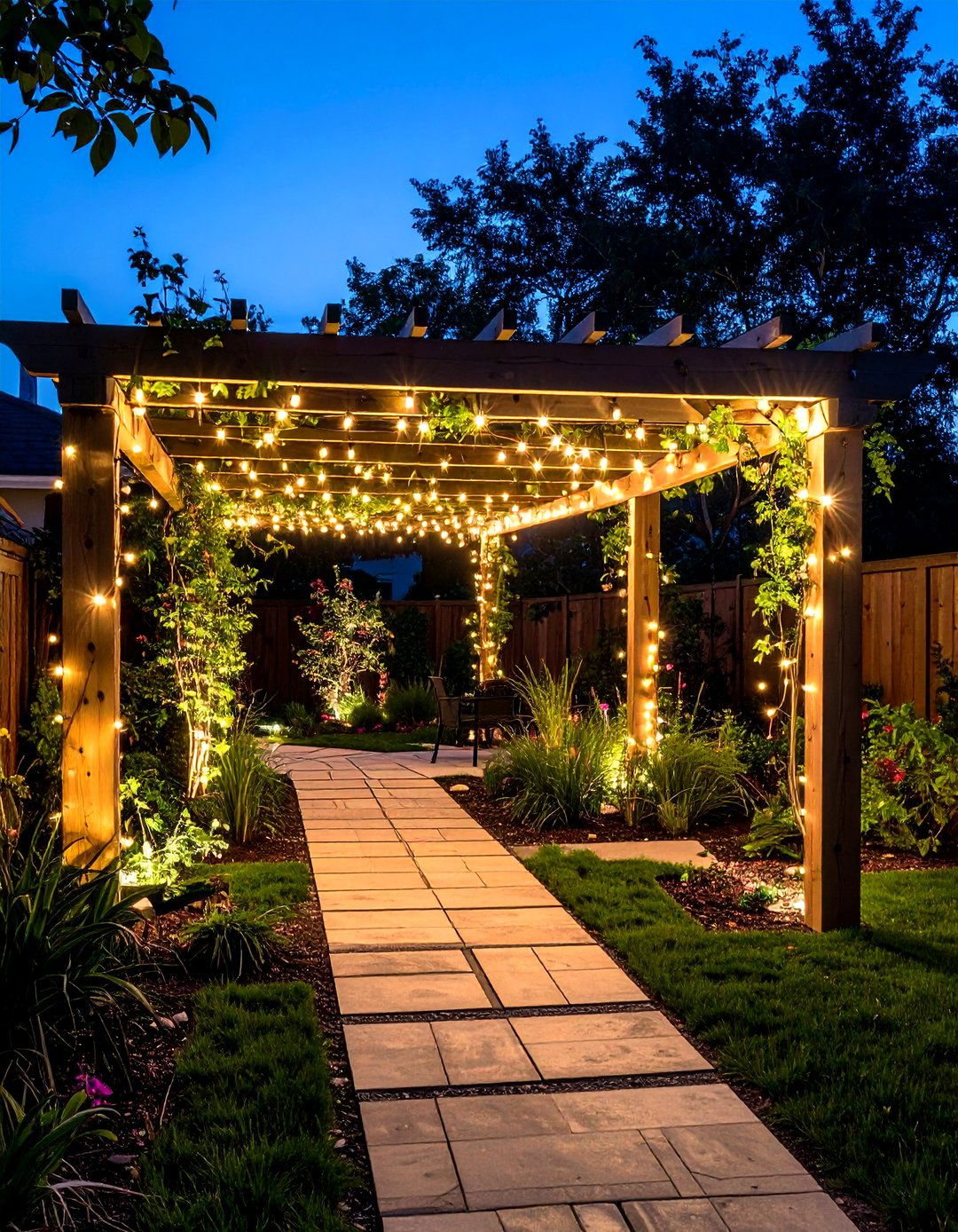 Solar Light Integrated Trellis Pathway - 20 Garden Trellis Ideas
