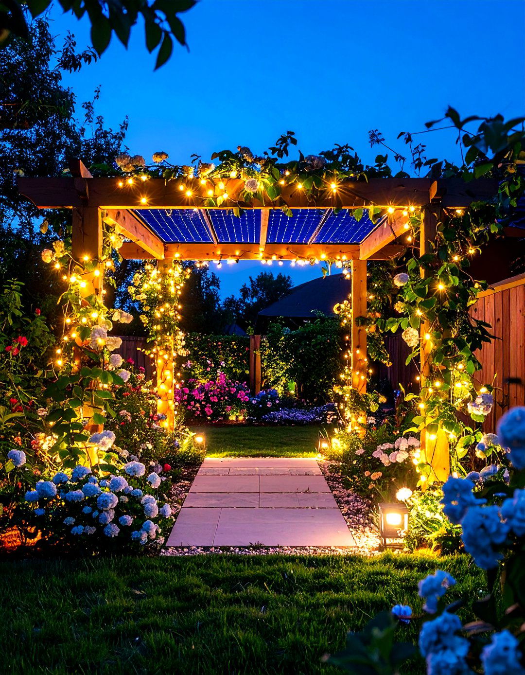 Solar Lit Garden Arch for Evening Drama - 20 Garden Arch Ideas