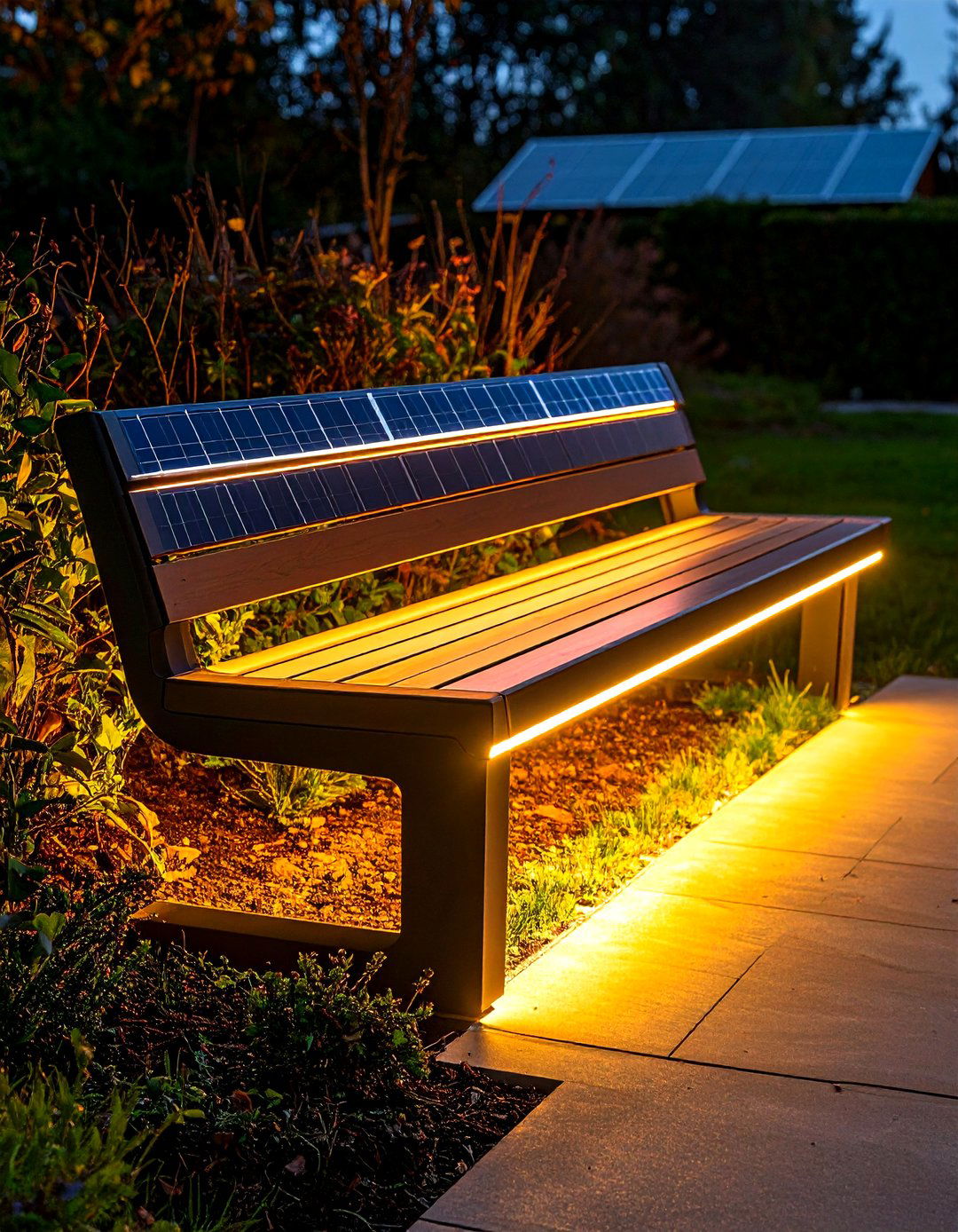 Solar Lit LED Front Porch Bench - 20 Front Porch Bench Ideas