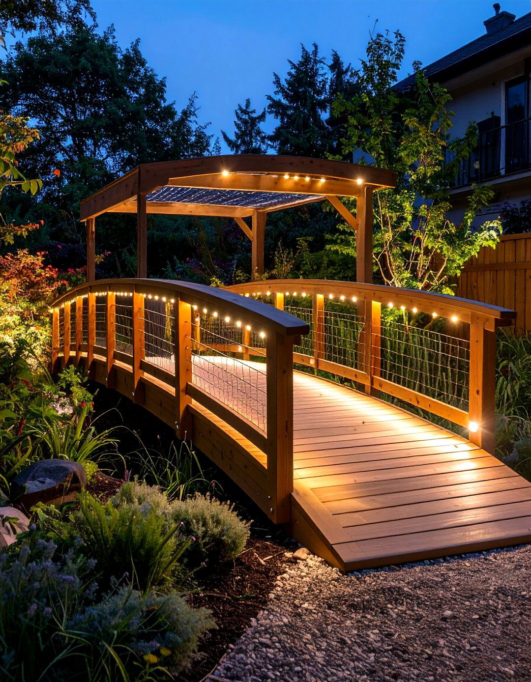 Solar Lit Night Safety Garden Bridge - 20 Garden Bridge Ideas