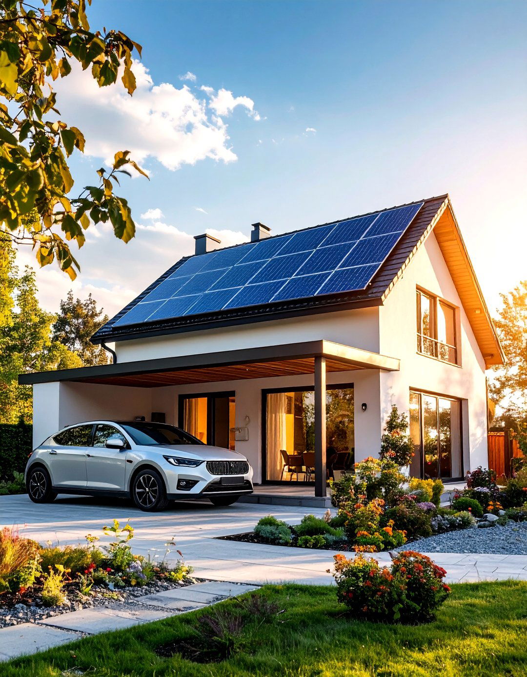 Solar Panel Integrated Car Porch Design - 20 Car Porch Design Ideas