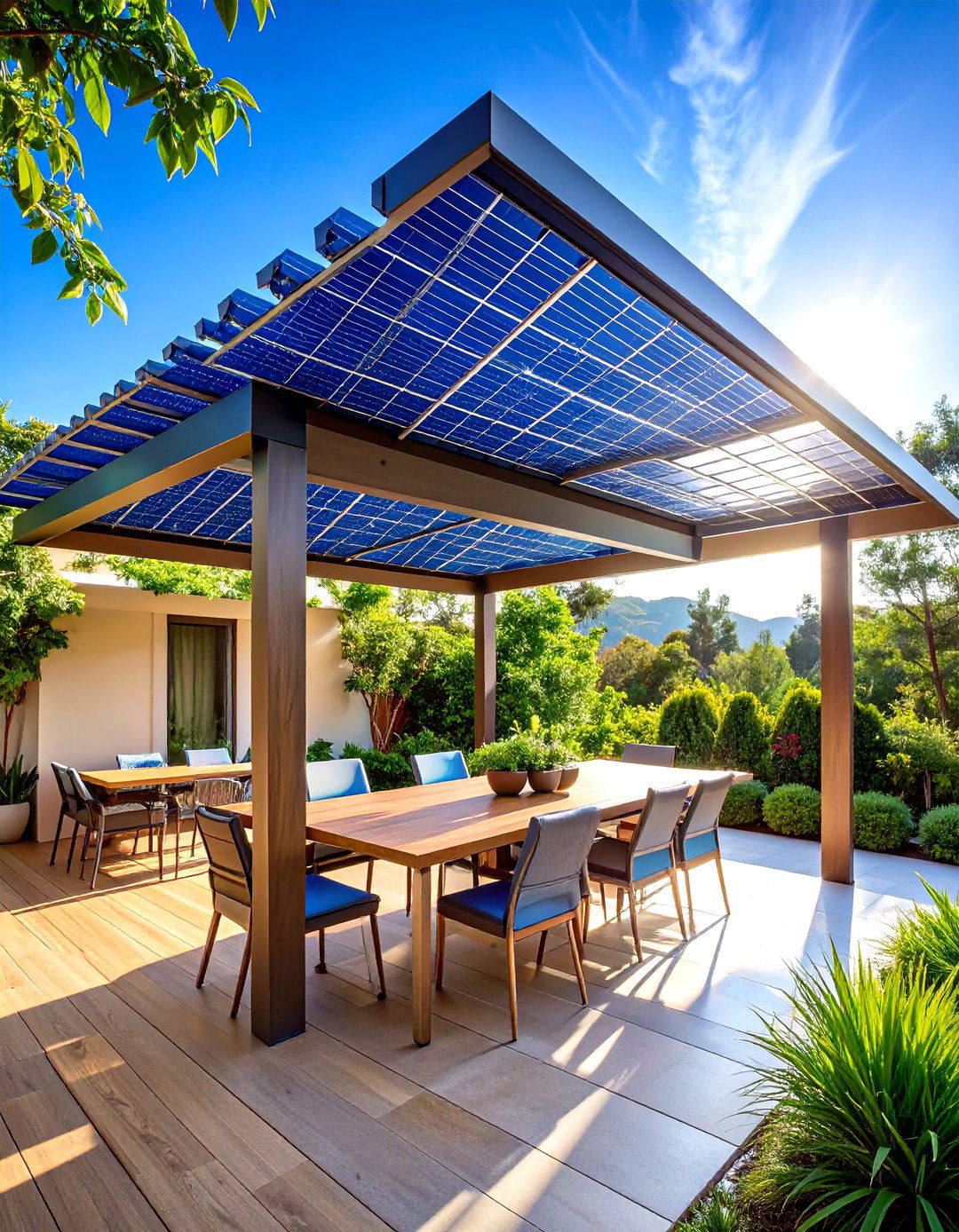 Solar Panel Integrated Pergola Roof System - 20 Pergola Roof Ideas