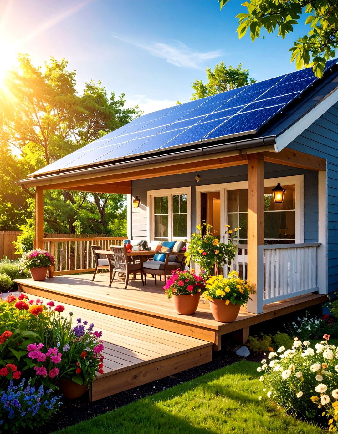 Solar Panel Integrated Shed Roof Porch - 20 Shed Roof Porch Design Ideas