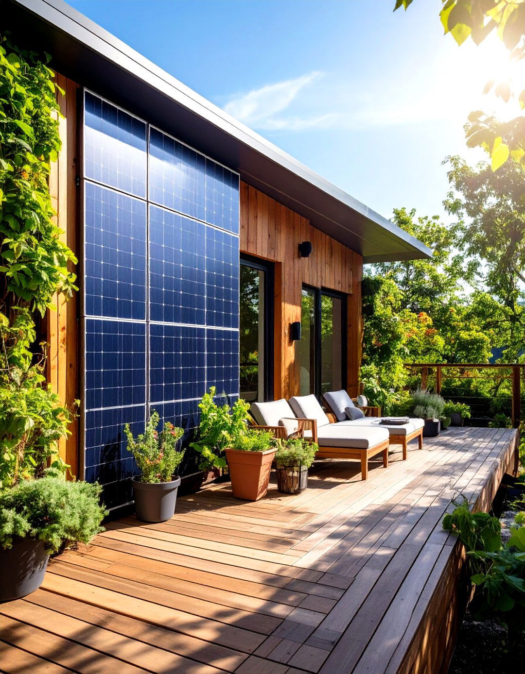 Solar Panel Privacy Wall Generating Power - 20 Deck With Privacy Wall