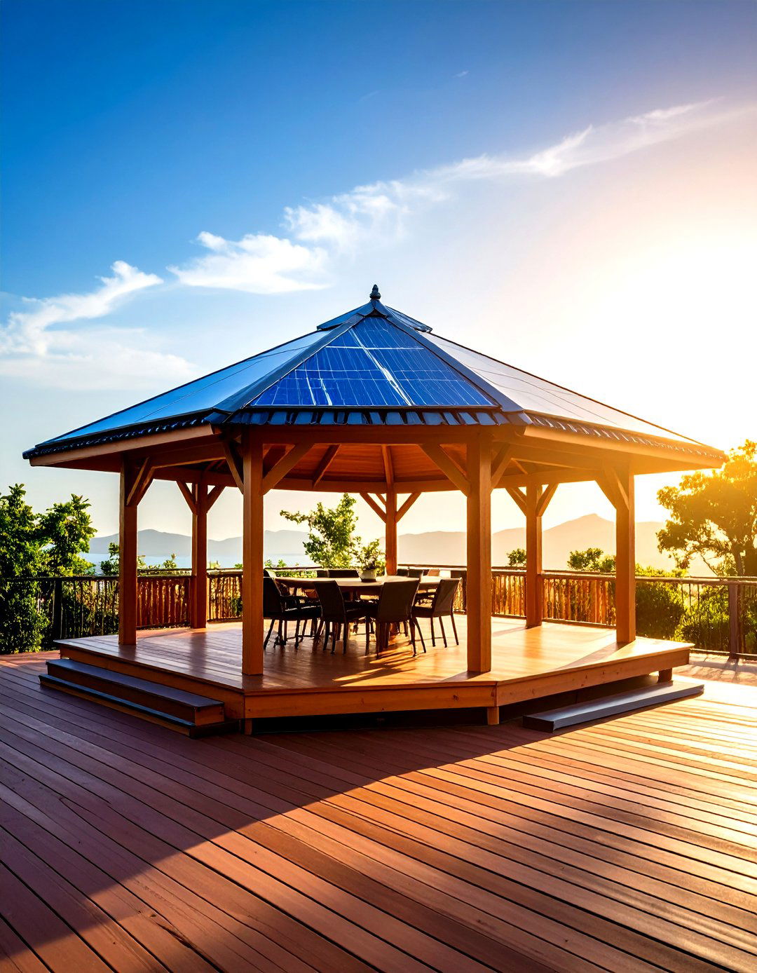 Solar Panel Roof Gazebo for Energy Savings - 20 Gazebo on Deck Ideas