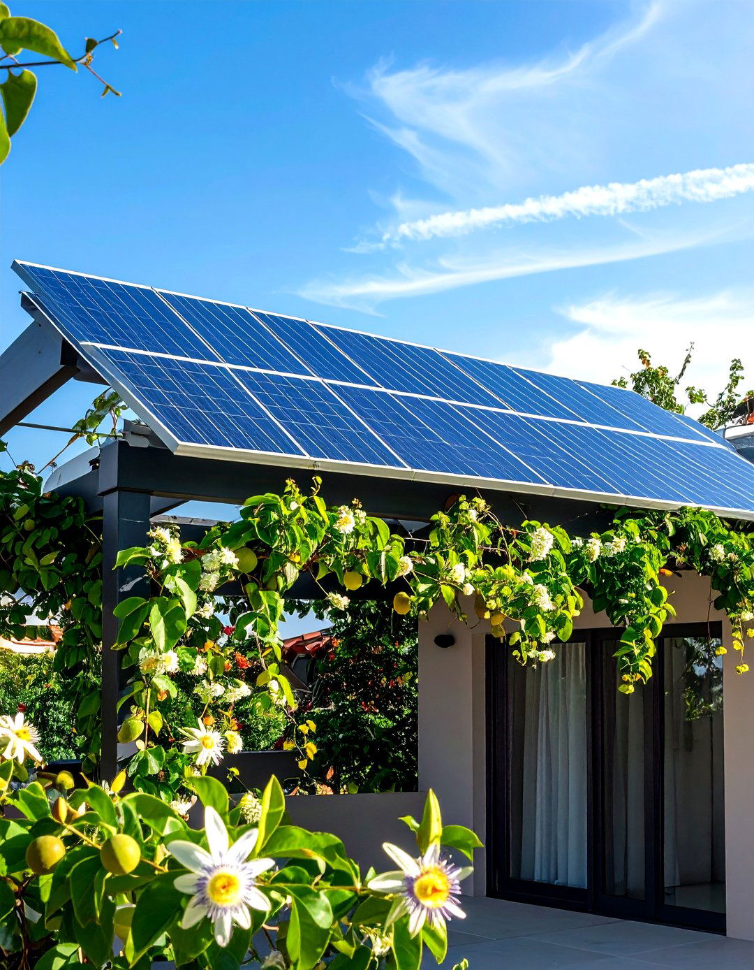 Solar Pergola Shade That Generates Power - 20 Green Balcony Ideas