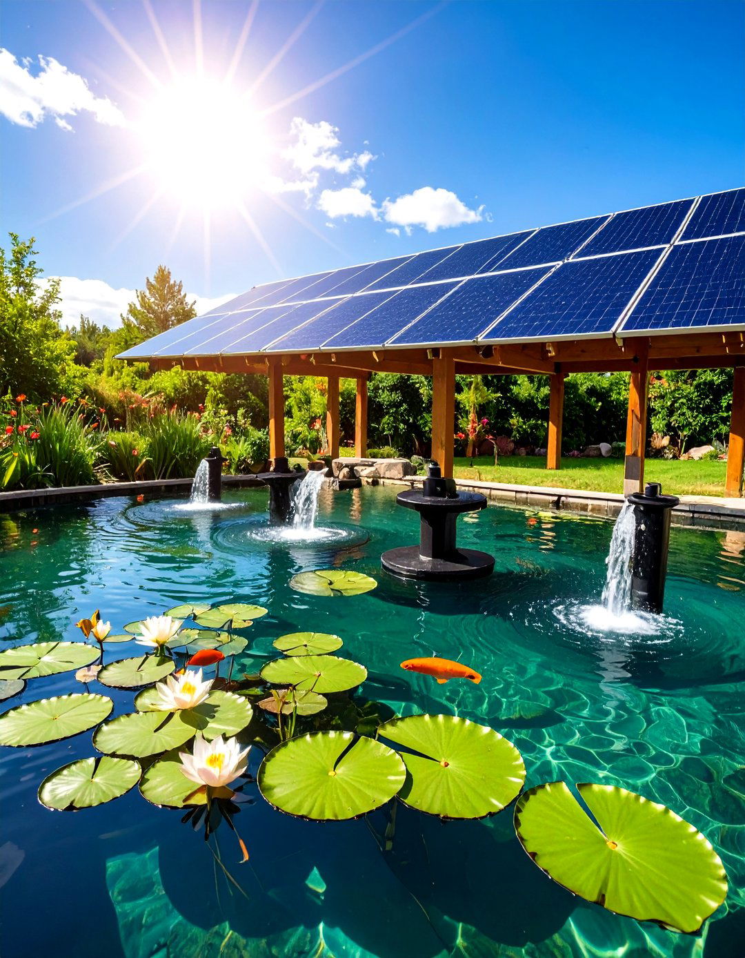 Solar Powered Fish Pond - 20 Fish Pond Ideas