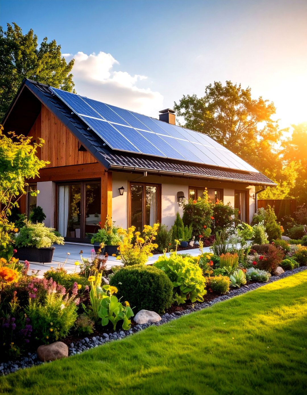 Solar Powered Garden Edging with Renewable Energy Integration - 20 Modern Garden Edging Ideas