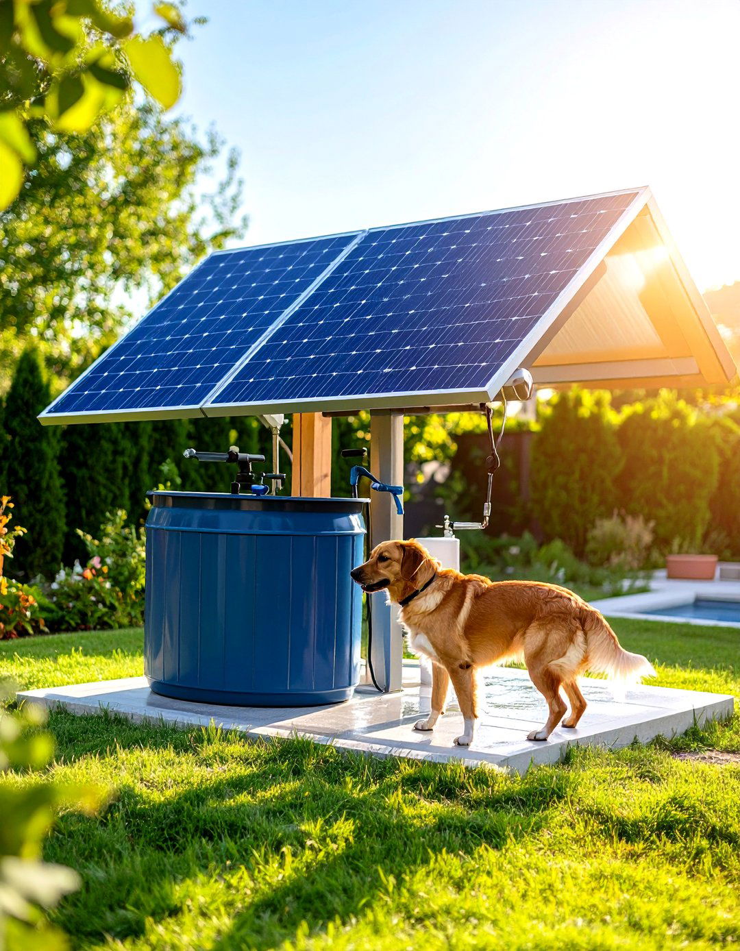 Solar Powered Outdoor Dog Wash Station to Save Energy - 20 Dog Wash Station Ideas