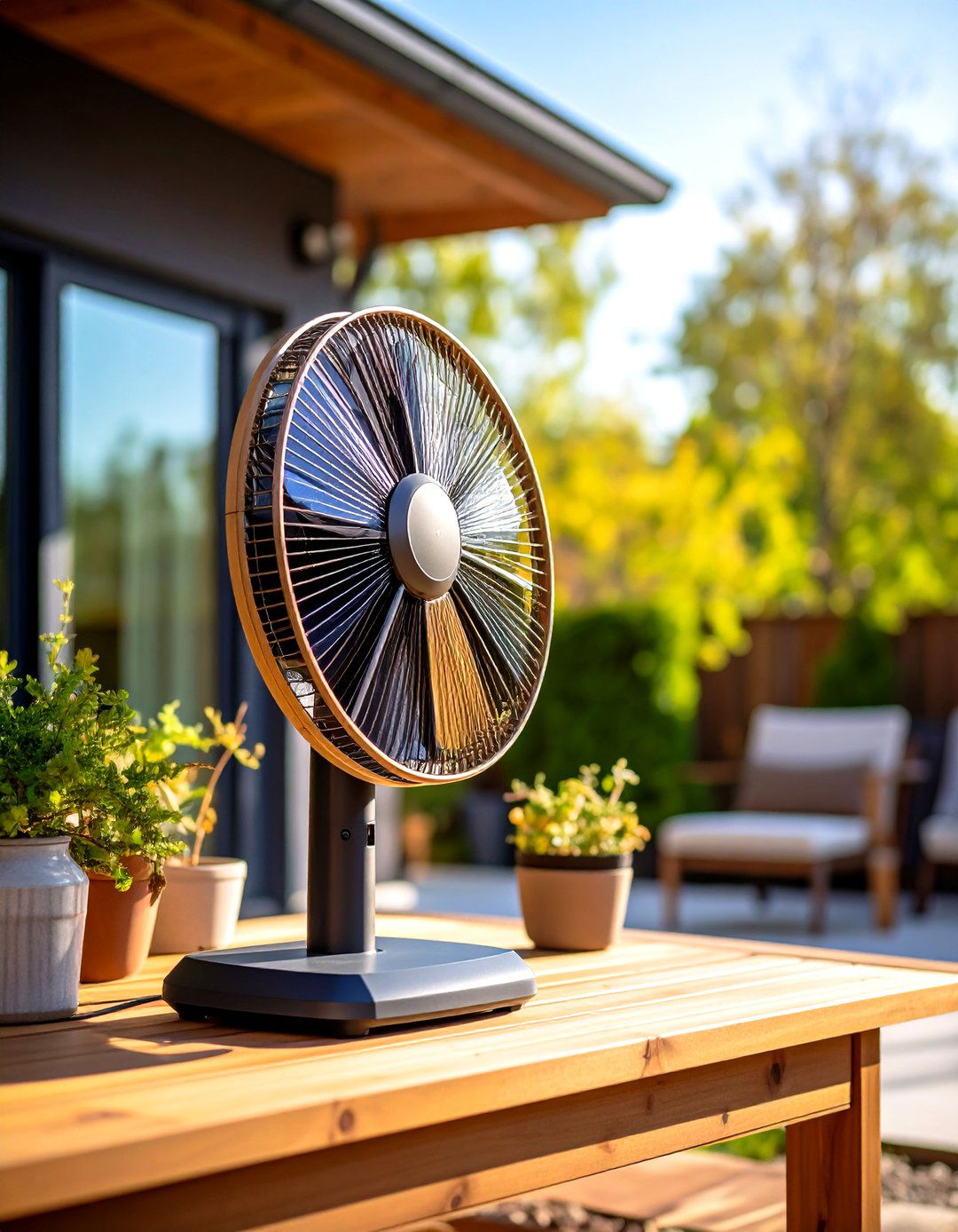 Solar Powered Patio Fan with Eco Friendly Design - 20 Patio Fan Ideas