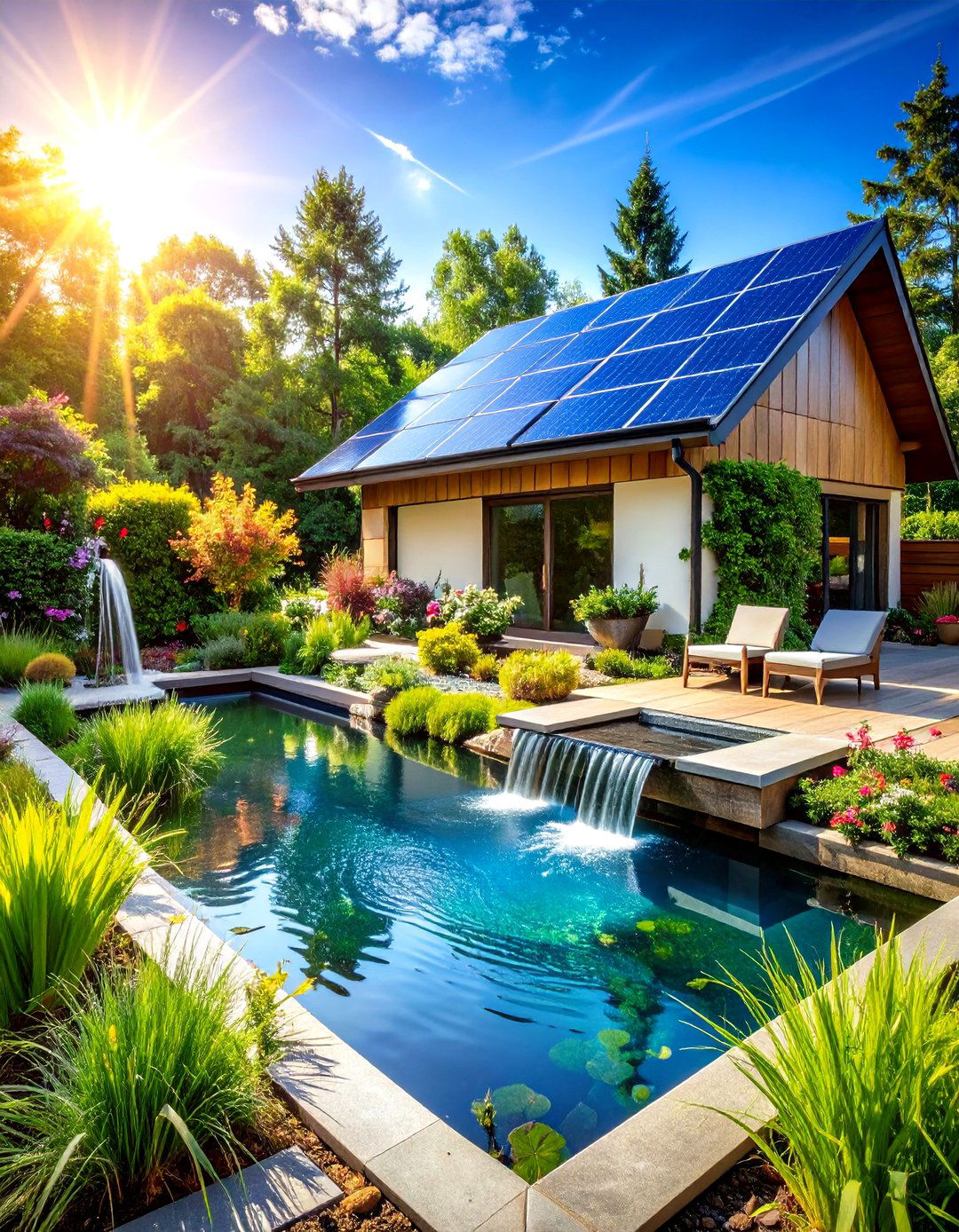 Solar Powered Sustainable Water Feature Garden - 20 Water Feature Ideas