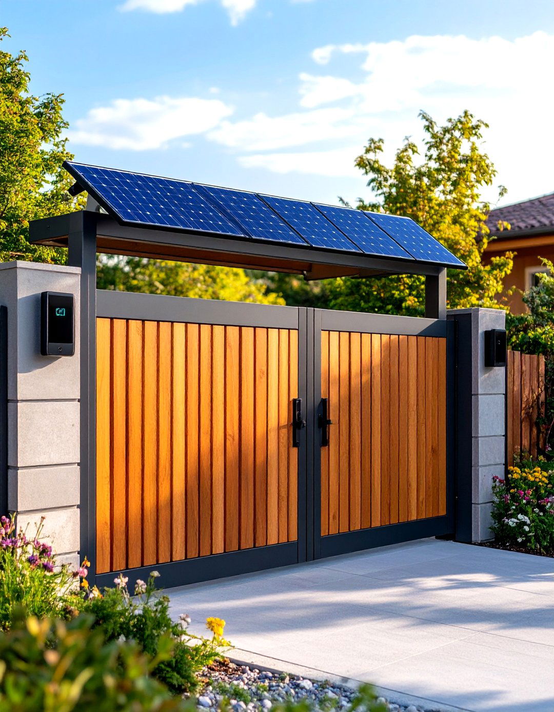 Solar Powered Swing Fence Gate with App Control - 20 Fence Gate Ideas