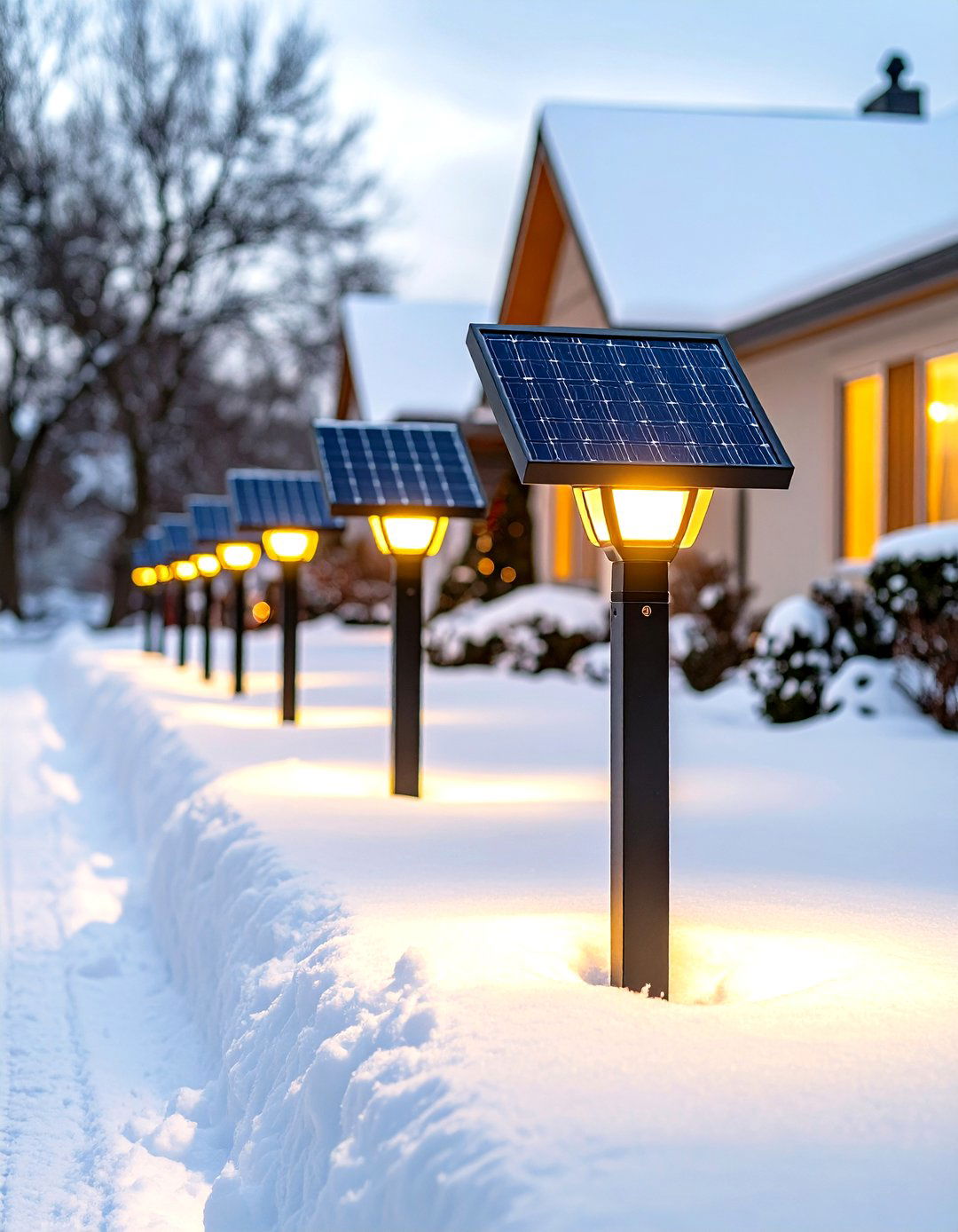 Solar Reflector Markers for Snowy Driveways - 20 Driveway Lighting Ideas