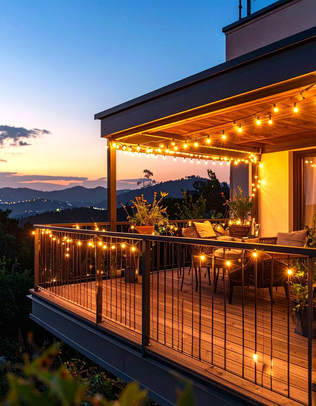 Solar String Lights for Safe Nighttime Use - 20 Dog Balcony Ideas