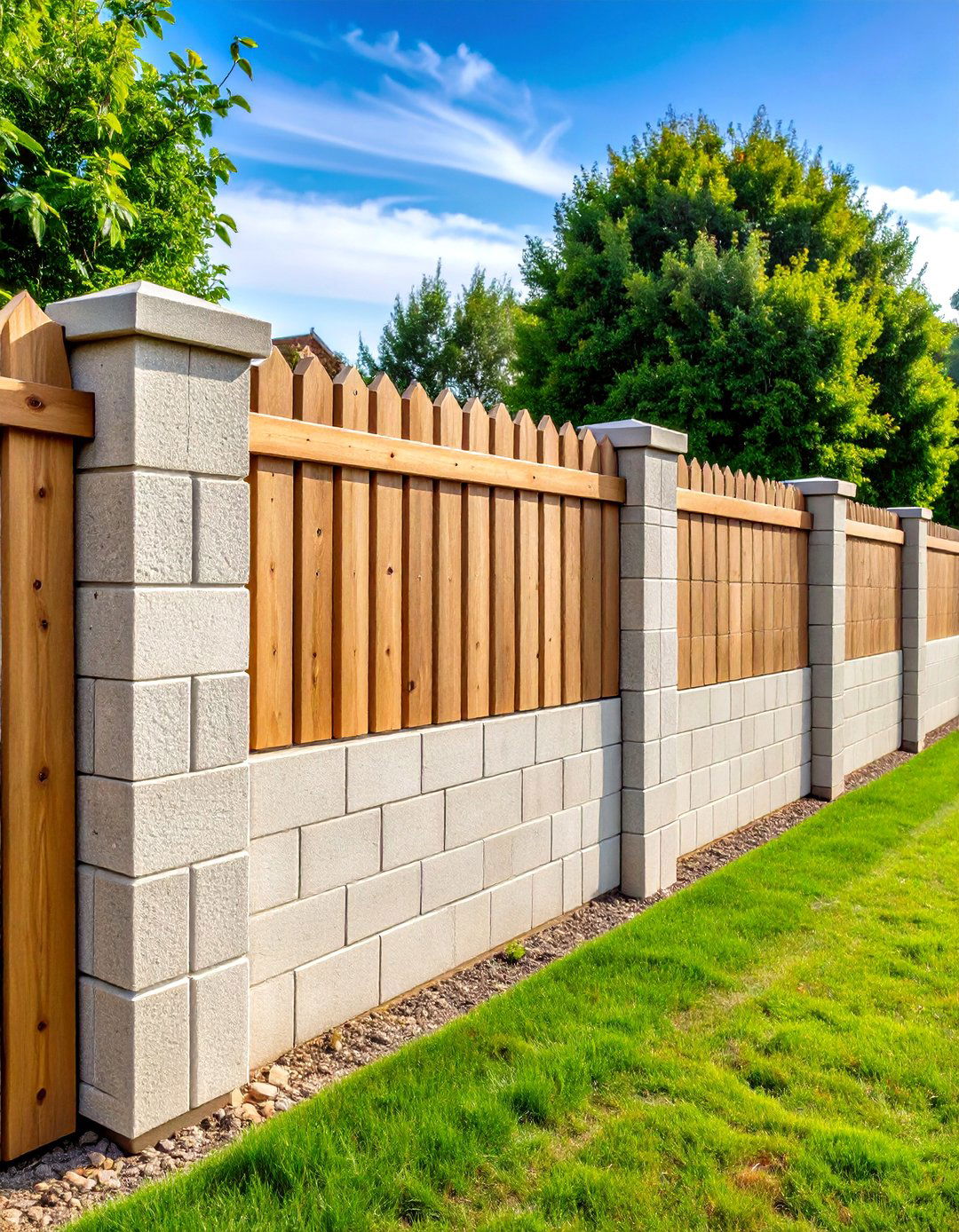 Solid Privacy Cinder Block Fence Wall - 20 Cinder Block Fence Ideas
