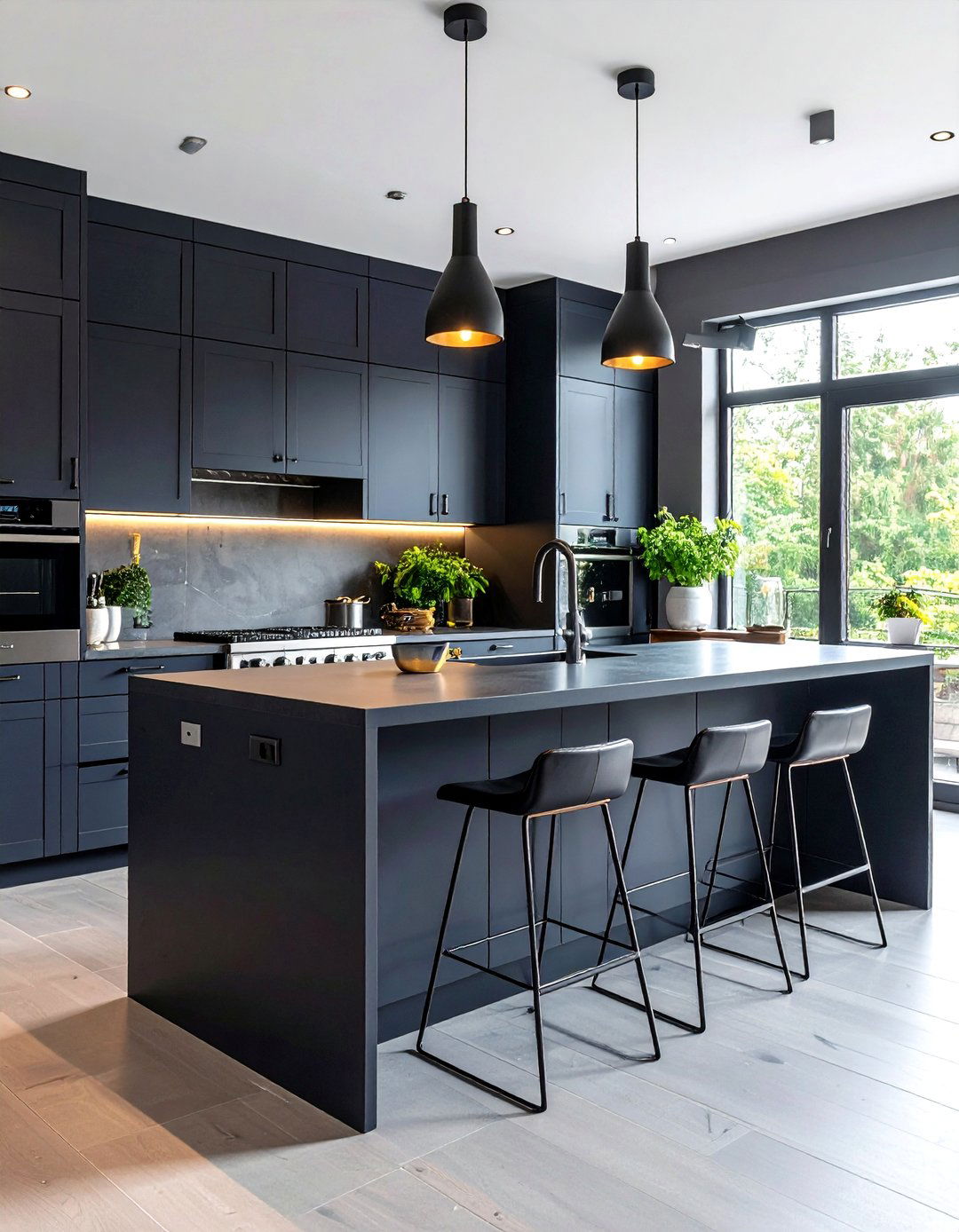 Sophisticated Charcoal Kitchen Island - 20 Kitchen Island Color Ideas