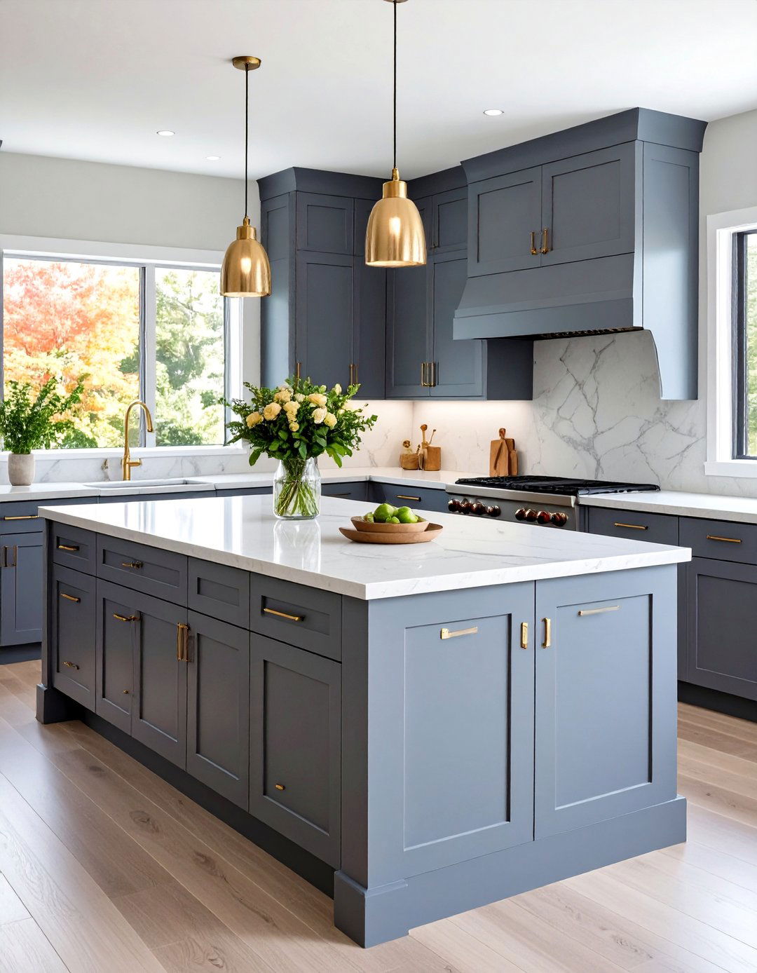 Sophisticated Gray Kitchen Island - 20 Kitchen Island Color Ideas