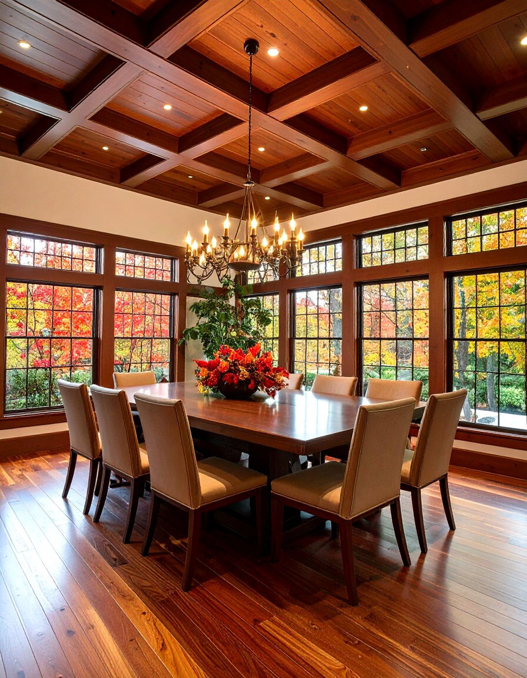 Sophisticated Wood Coffered Ceiling Treatment - 20 Wood Ceiling Ideas