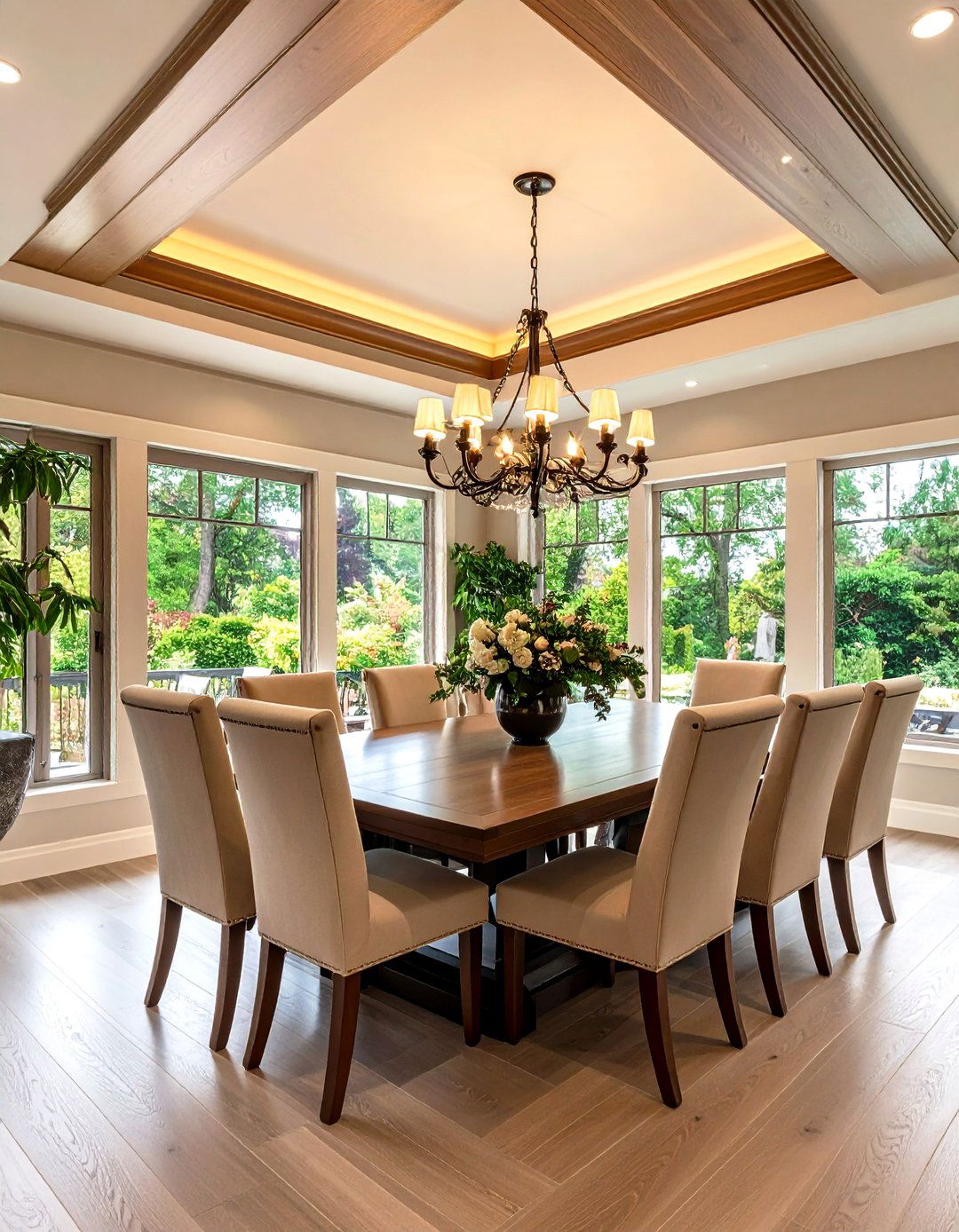 Sophisticated Wood Tray Ceiling Enhancement - 20 Wood Ceiling Ideas