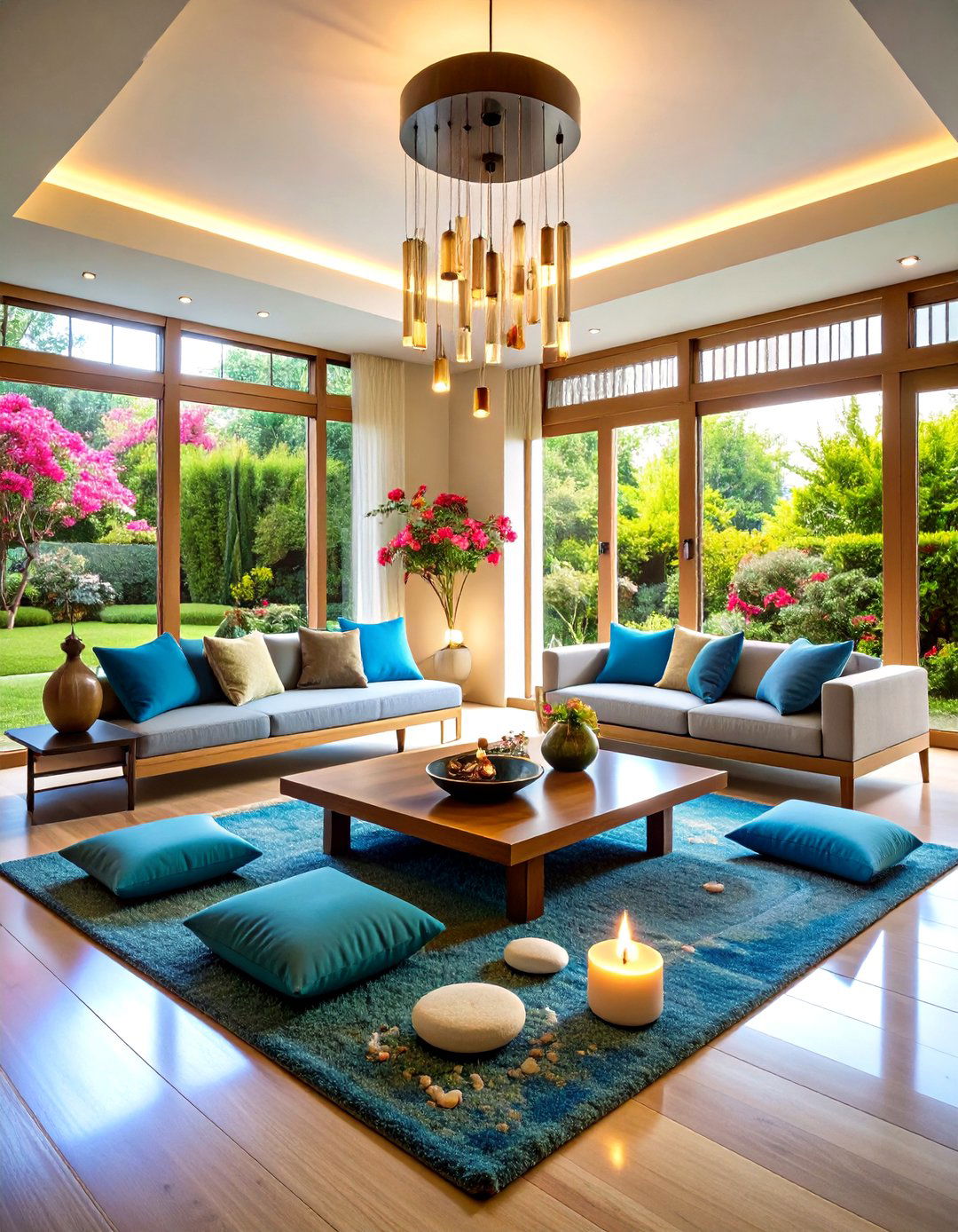 Sound Therapy Zen Living Room with Calming Audio Elements - 20 Zen Living Room Ideas
