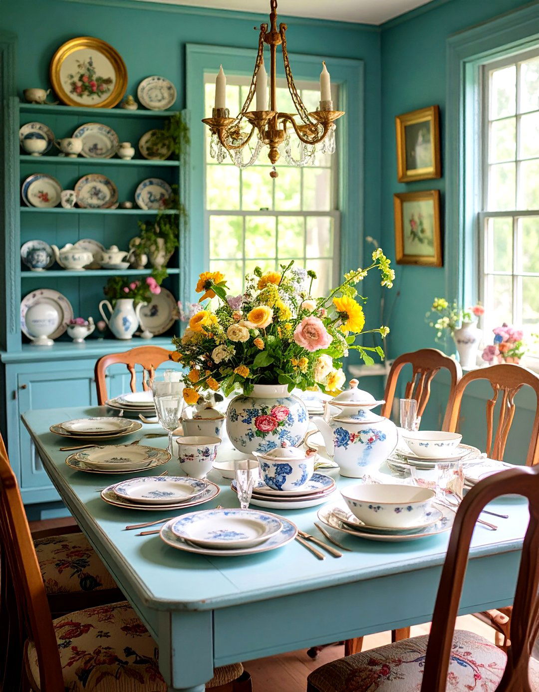 Source Thrifted China and Artwork - 20 Vintage Dining Room Ideas