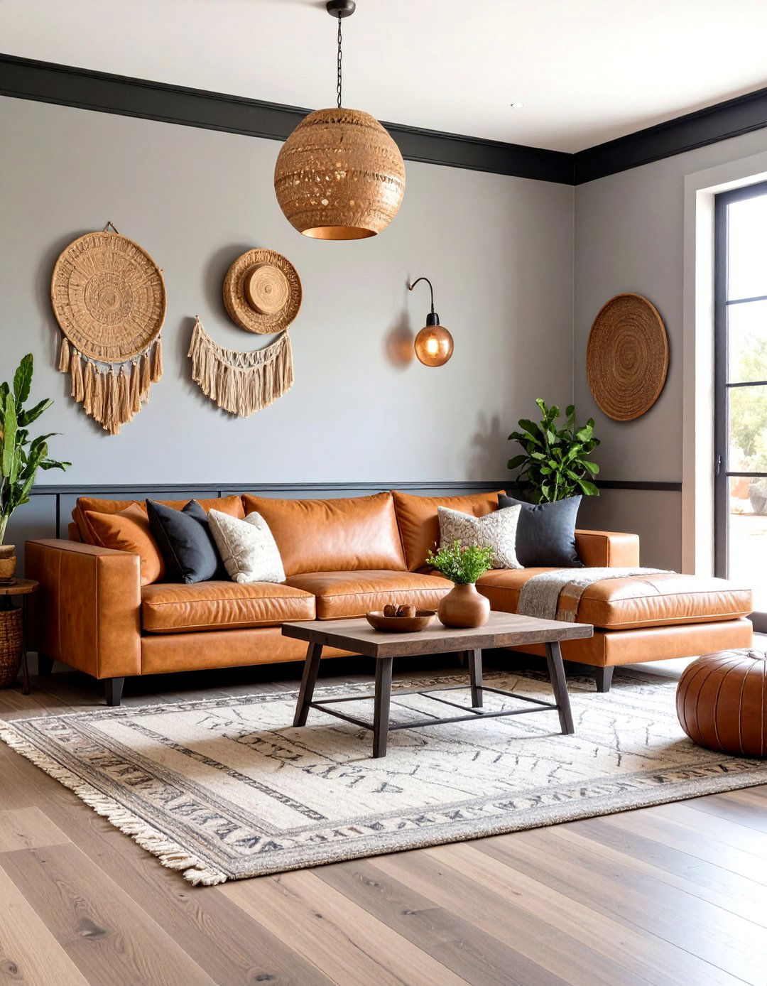 Southwest Adobe Grey Walls Black Trim Living Room - 20 living room grey walls black trim