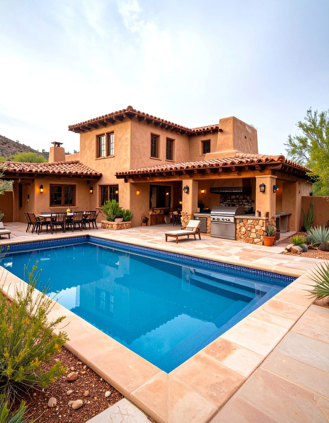 Southwest Adobe Pool House With Outdoor Kitchen - 20 Pool House With Outdoor Kitchen Ideas