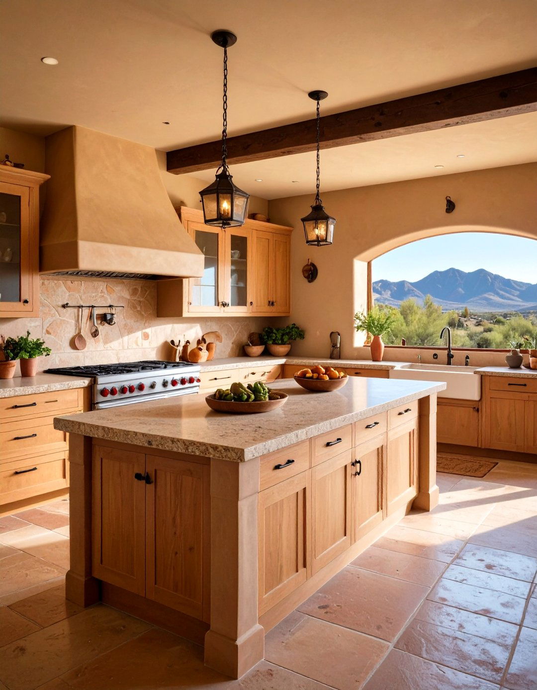 Southwest Style with Flagstone Counters - 20 Stucco Outdoor Kitchen Ideas