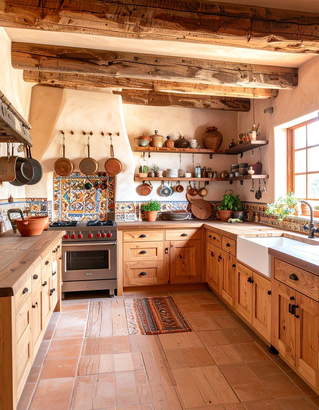 Southwestern Adobe Kitchen with Butcher Block Countertops - 20 Kitchens With Butcher Block Countertops