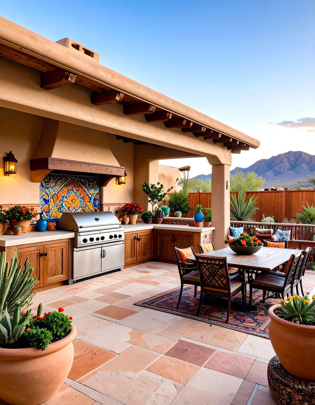 Southwestern Adobe Style Outdoor Kitchen on Deck - 20 Outdoor Kitchen on Deck