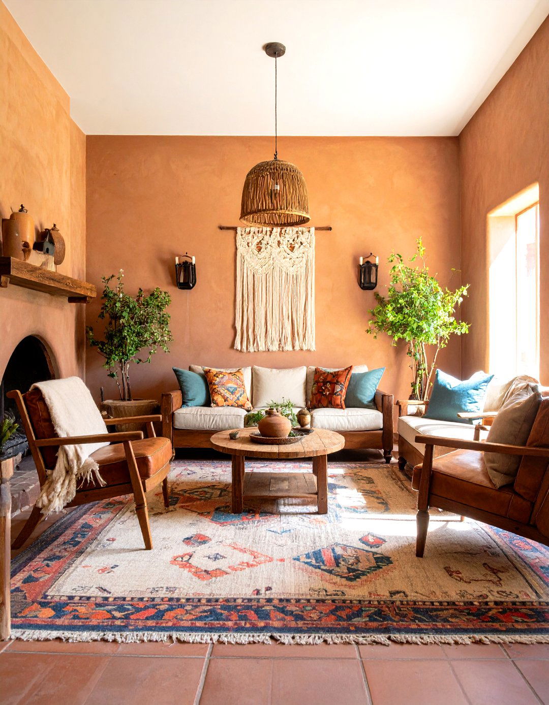 Southwestern Adobe Style Terracotta Living Room - 20 terracotta living room ideas
