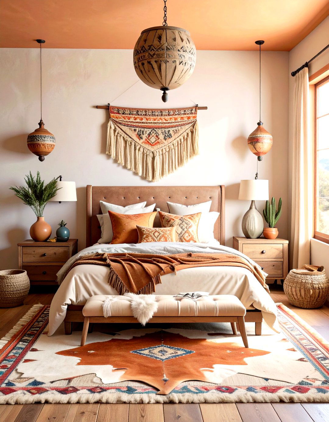 Southwestern Cowhide Accent Western Bedroom - 20 Western Bedroom Ideas