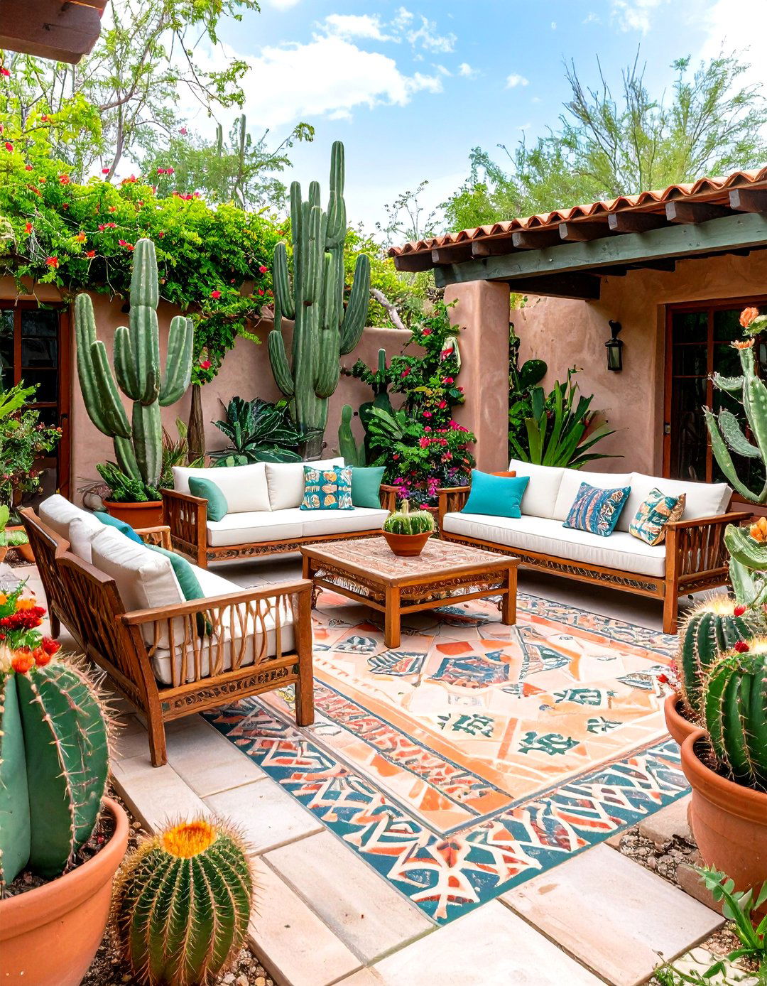 Southwestern Desert Painted Concrete Patio - 20 Painted Concrete Patio Ideas