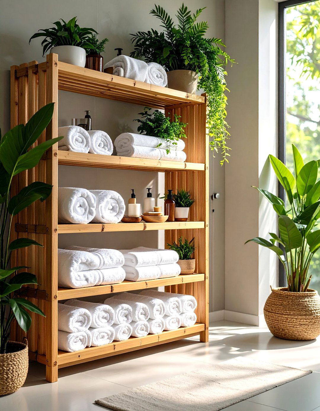Spa Inspired Towel Storage Arrangements - 20 Towel Storage Ideas