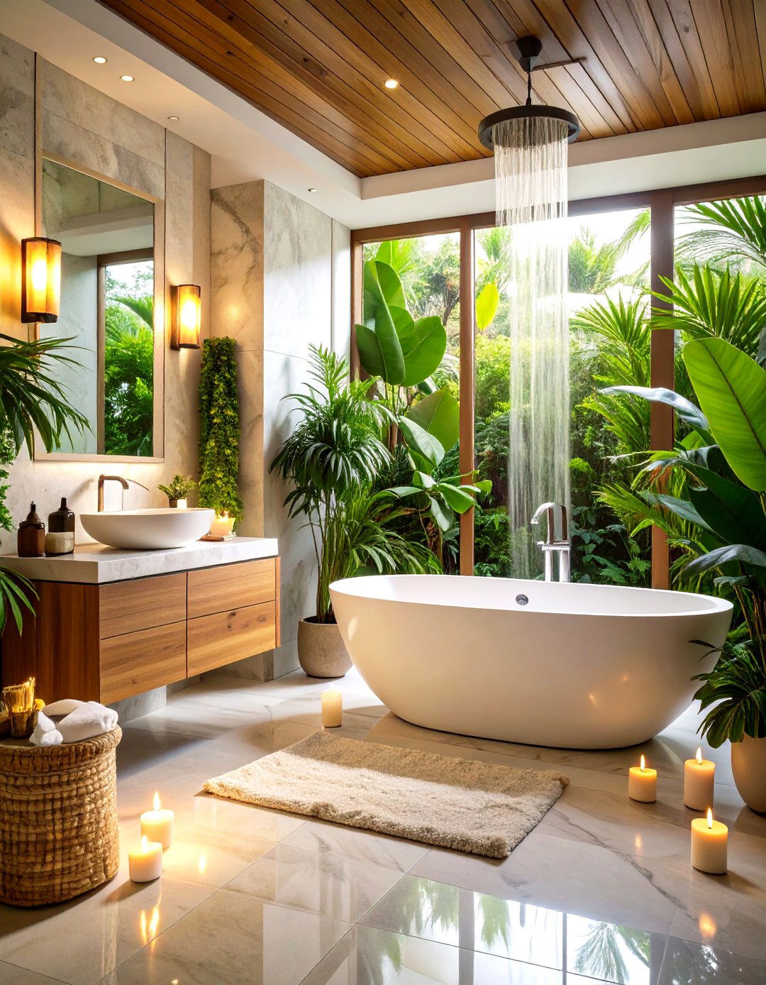 Spa Inspired Tropical Bathroom Sanctuary - 20 Tropical Bathroom Ideas
