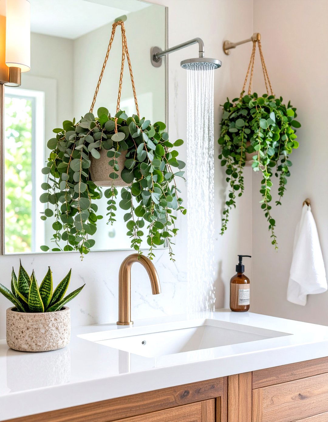 Spa Like Greenery Refreshes Bathroom Air - 20 Elegant Bathroom Decor Ideas