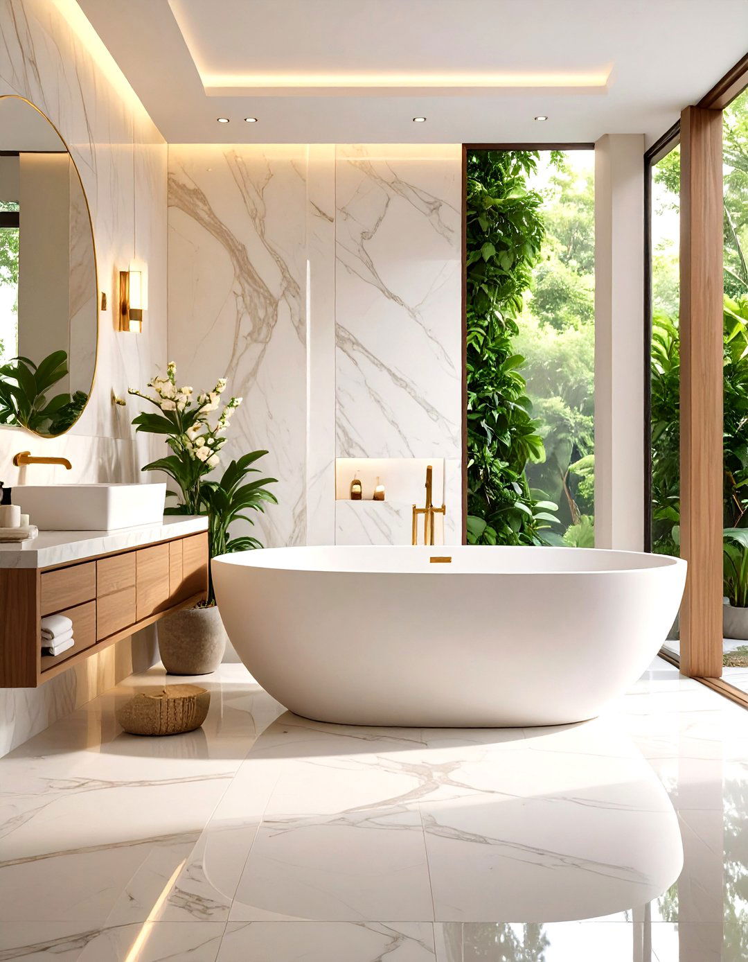 Spa Like Tub Enclosure - 20 Half Wall Ideas