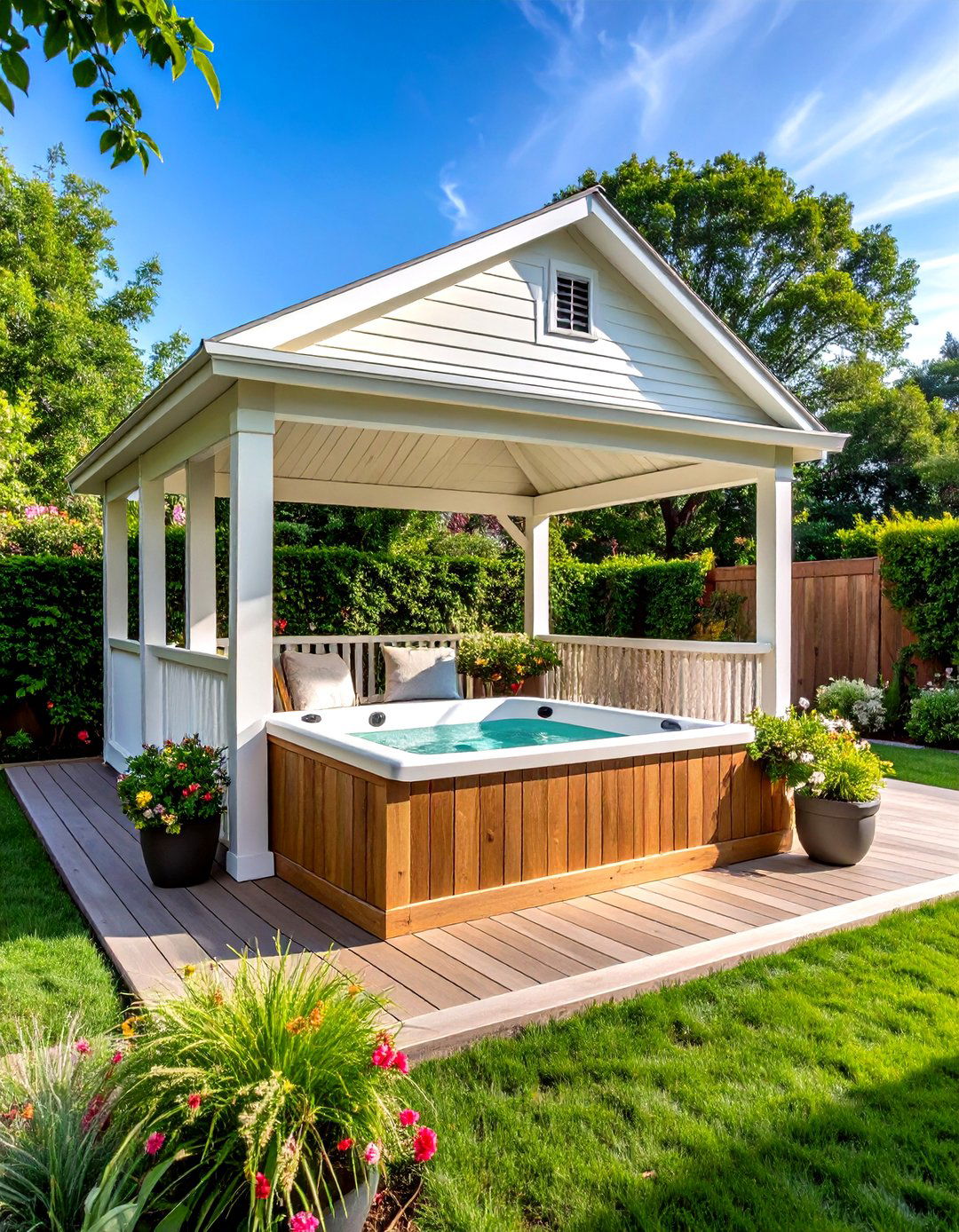 Spa Patio with a Gazebo Enclosing a Hot Tub - 20 patio with a gazebo ideas
