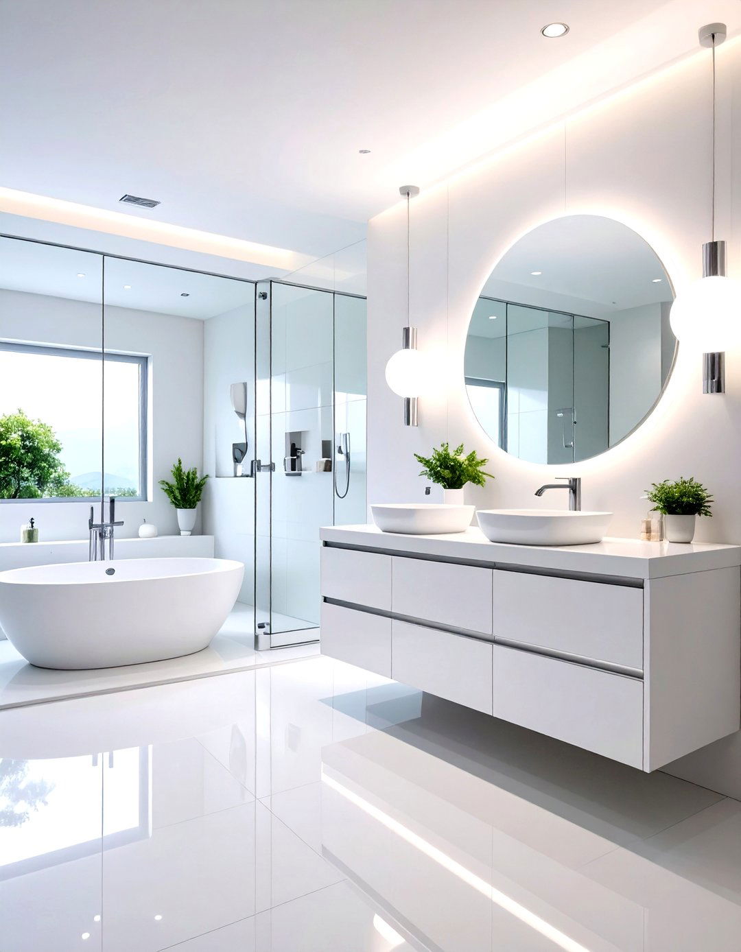 Space Age Silver and White Mid Century Modern Bathroom - 20 Mid-century Modern Bathroom Ideas