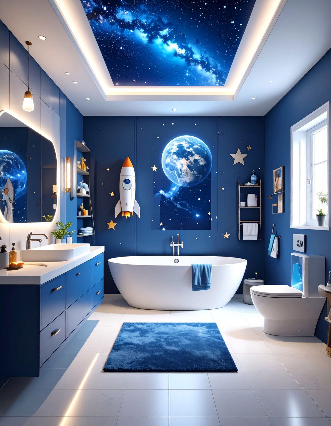 Space Galaxy Boy Bathroom Universe - 20 Boy Bathroom Ideas