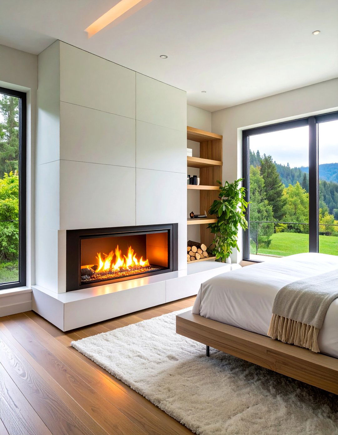 Space Saving Corner Bedroom Fireplace - 20 Bedroom Fireplace Ideas
